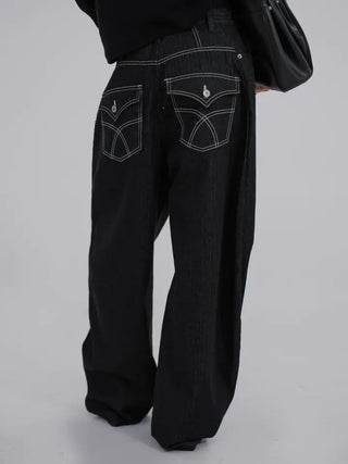 Lark Color Stitch Wide Curved Pants