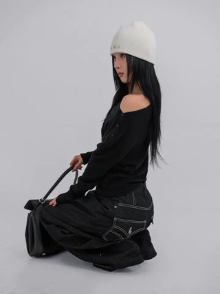 Lark Color Stitch Wide Curved Pants