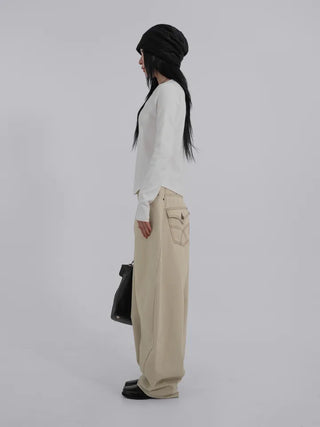 Lark Color Stitch Wide Curved Pants