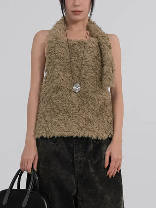 Nao Holiday Fur Halter Bustier