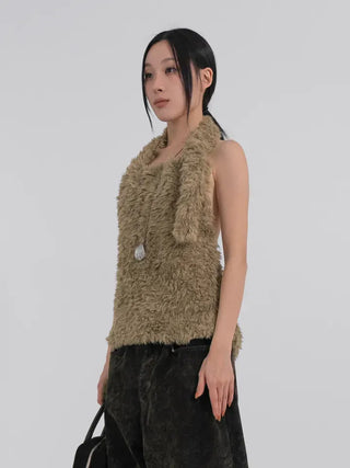 Nao Holiday Fur Halter Bustier