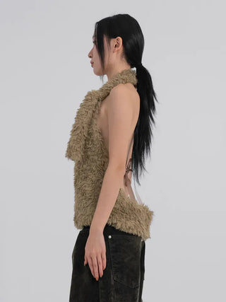 Nao Holiday Fur Halter Bustier