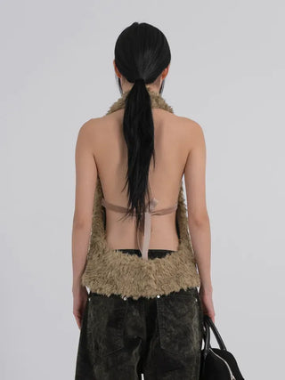 Nao Holiday Fur Halter Bustier