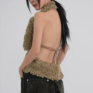 Nao Holiday Fur Halter Bustier