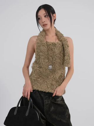Nao Holiday Fur Halter Bustier