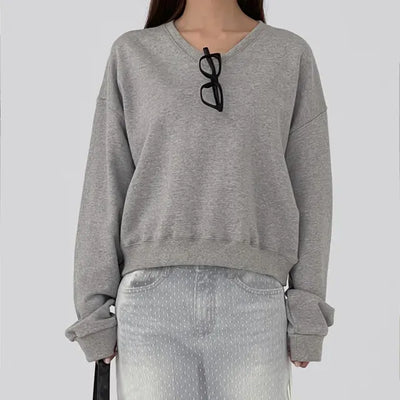 Jenna Semi-Crop V-Neck Sweatshirt
