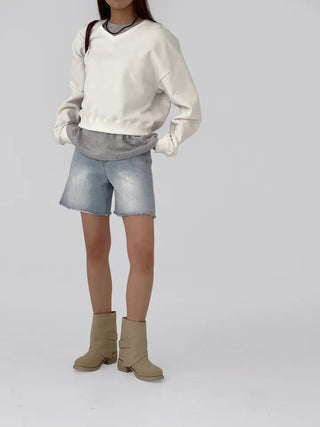 Jenna Semi-Crop V-Neck Sweatshirt