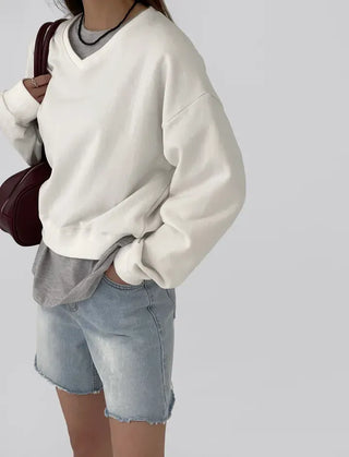 Jenna Semi-Crop V-Neck Sweatshirt