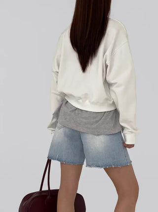 Jenna Semi-Crop V-Neck Sweatshirt