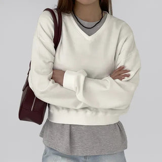 Jenna Semi-Crop V-Neck Sweatshirt