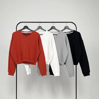 Jenna Semi-Crop V-Neck Sweatshirt