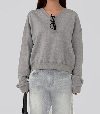 Jenna Semi-Crop V-Neck Sweatshirt