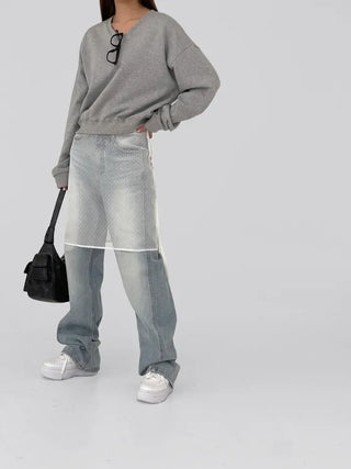 Jenna Semi-Crop V-Neck Sweatshirt