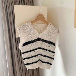 Striped knit vest