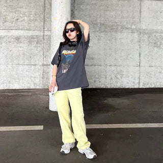 Colored straight denim pants