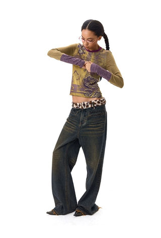 CONP Leopard Patchwork Jeans