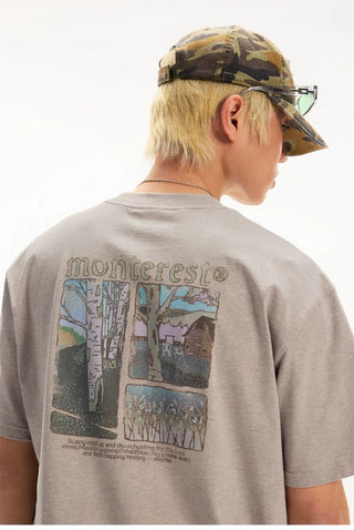 [Monterest] Washed Forest Print Relaxed Fit Tee