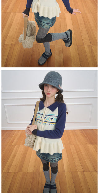 [NECY] North Fantasy Lace Hem Cardigan
