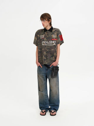 [MASONPRINCE] Camouflage Racing Knit Top