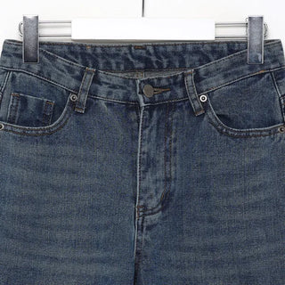 Brushed wide denim pants