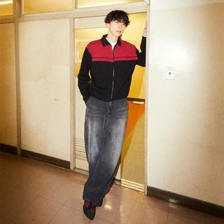 Washed balloon denim pants