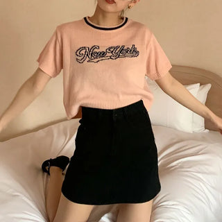 New York Lettering Knit T-Shirt