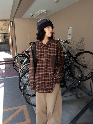 Check patchwork shirt