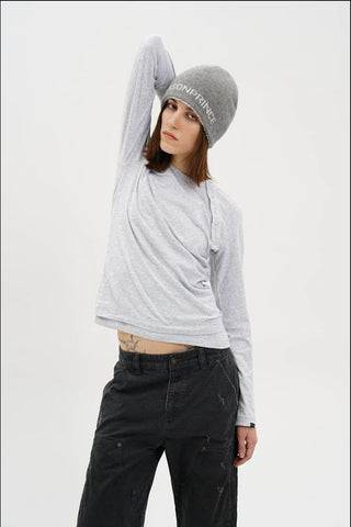 [MASONPRINCE] Layered Henley Long Sleeve Tee