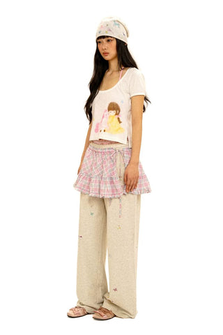[Moromoro2] Girl & Horse Print Layered Tee  Set