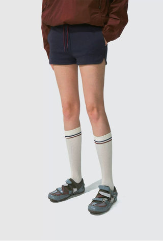 [Monterest] Drawstring Logo Embroidered Sweat Shorts