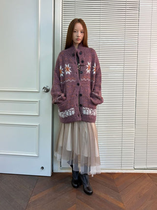 [NeverSeez] Fair Isle Wool Blend Cardigan