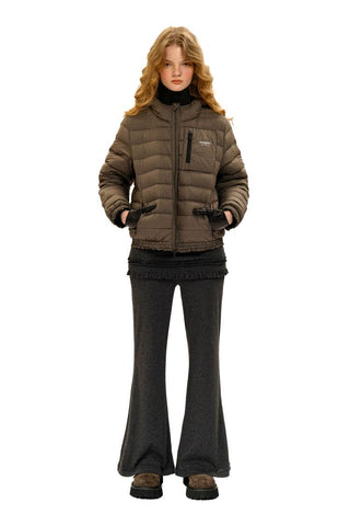 [Moromoro2] Lace Trim Hooded Down Jacket /  Vest