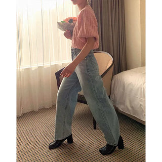 Wide denim pants
