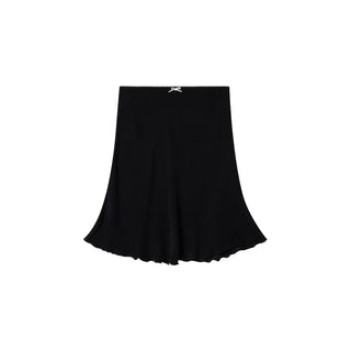 [NECY] Black Satin Fishtail Midi Skirt
