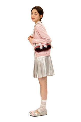 [Moromoro2] Sequin Flower Crew Neck  Cardigan