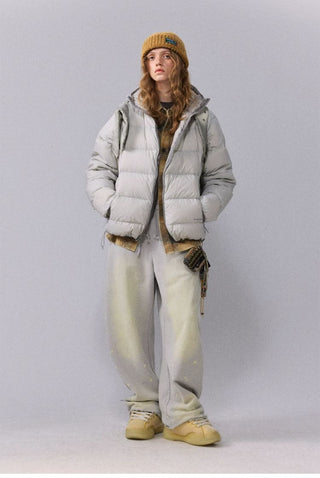 [Monterest] Washed Splatter Fleece-Lined Straight Pants