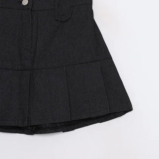 Pleated denim mini skirt