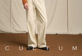 [CULTUM] Cotton Corduroy High Waist Wide Leg Pants