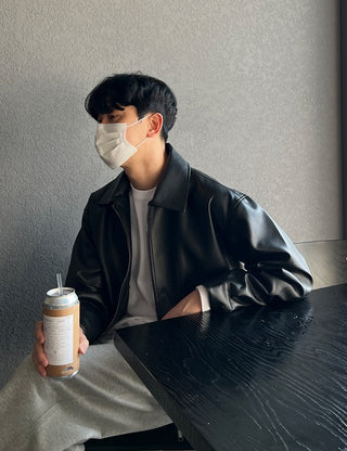 Eco-leather jacket (M~XL)