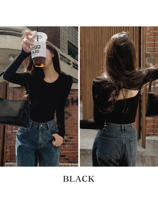 Back Point Slit Slim T-Shirt