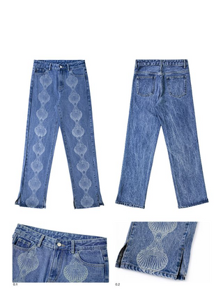CONP Devoré Graphic Denim Pants (Blue)