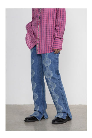 CONP Devoré Graphic Denim Pants (Blue)