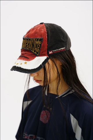 [MASONPRINCE] Distressed Patch Baseball Cap