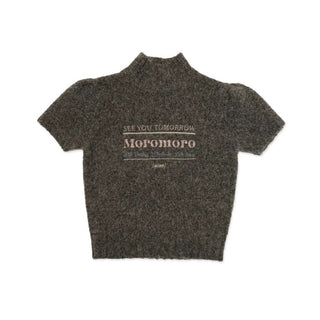 [Moromoro2] Alpaca Blend Logo Embroidered Mock Neck  Knit