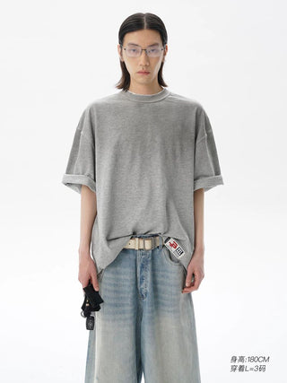[MASONPRINCE] Distressed Double Collar Oversized Tee