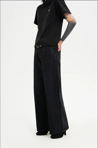 [MASONPRINCE] Black Waxed Coated Denim Jeans