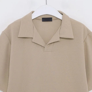 minimal open collar tee