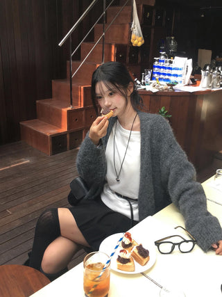 Angora V-neck cardigan
