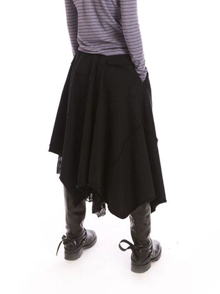 [NeverSeez] Lace Layered Knit Midi Skirt