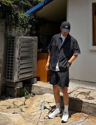 Nylon Short Sleeve Shirt Half Cargo Set (3 colors)